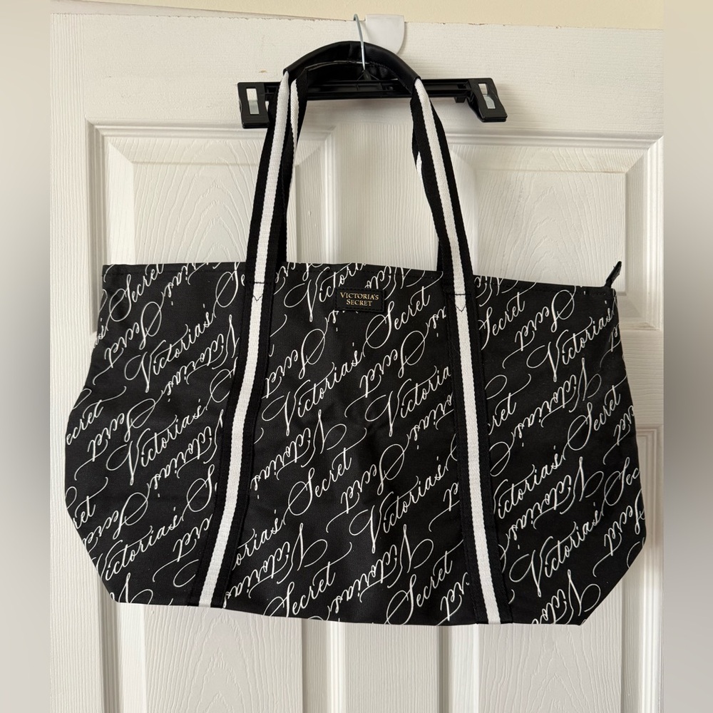 Victoria's Secret Black and White Script Tote